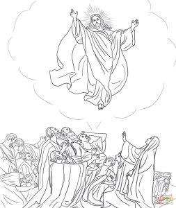 Beautiful Jesus ascends to Heaven Coloring Page Top Free Printable