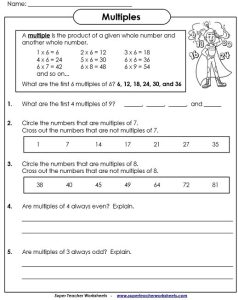 Factors And Multiples Worksheets For Grade 4 Factors and multiples