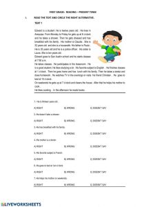 Reading beginners Reading comprehension worksheet