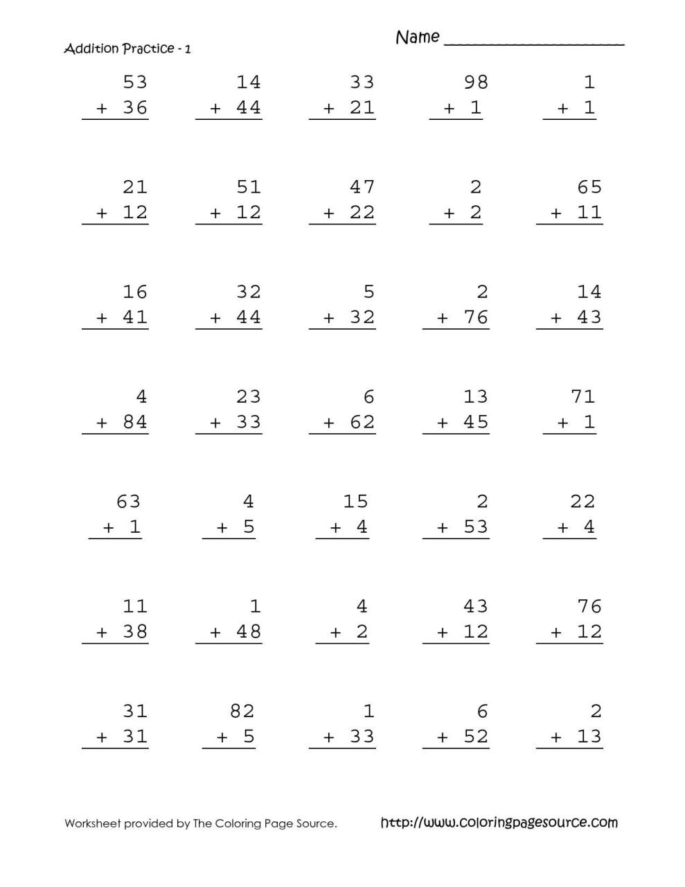 Free Printable Addition Worksheets For First Grade
