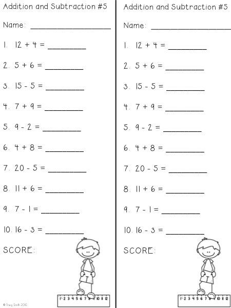 Subtraction And Addition Facts To 20 Worksheets