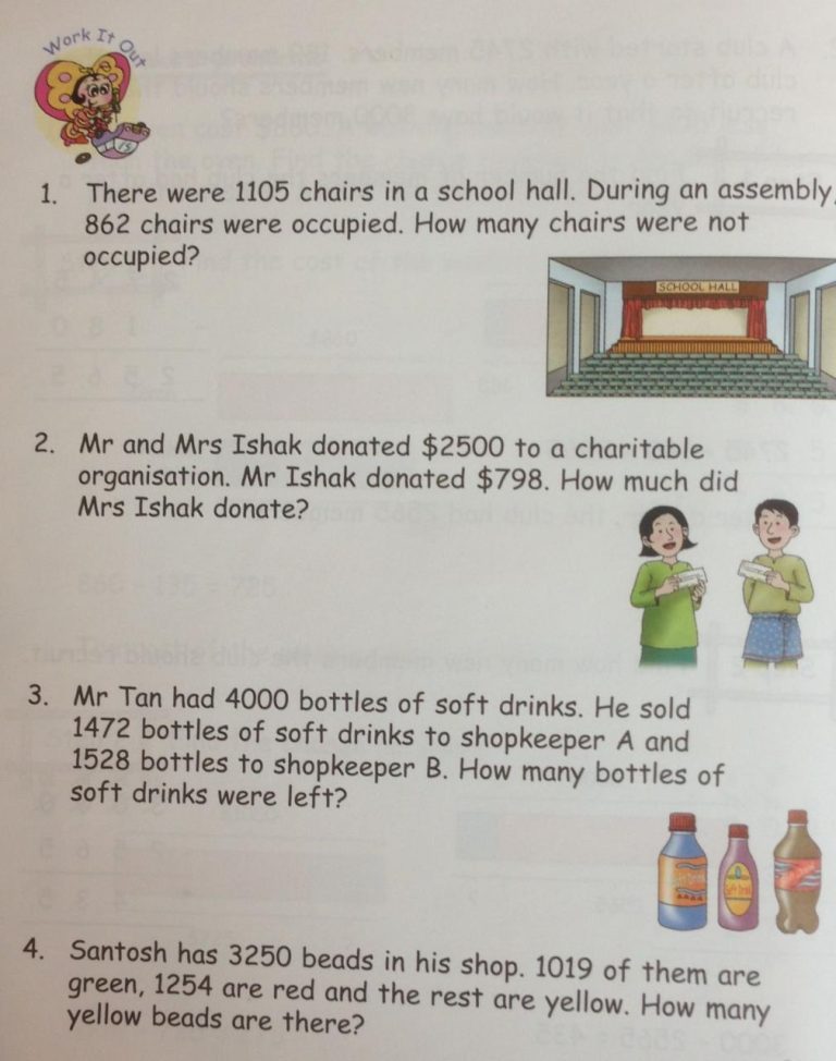 Singapore Math Word Problems Grade 3 Worksheets