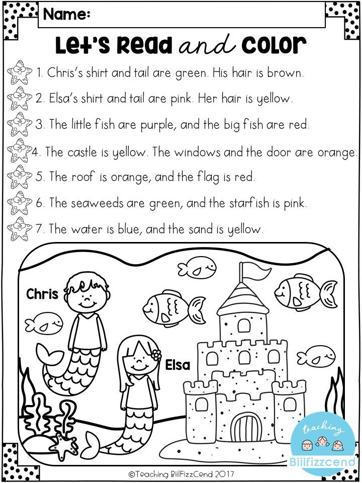 Read And Draw Comprehension Worksheets