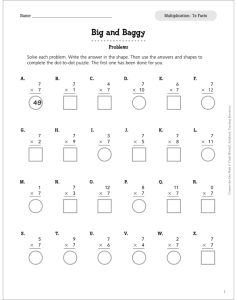 Big and Baggy ConnecttheDot Multiplication Printable Connect the