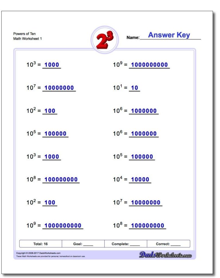 8th Grade Scientific Notation Practice Worksheet Answers