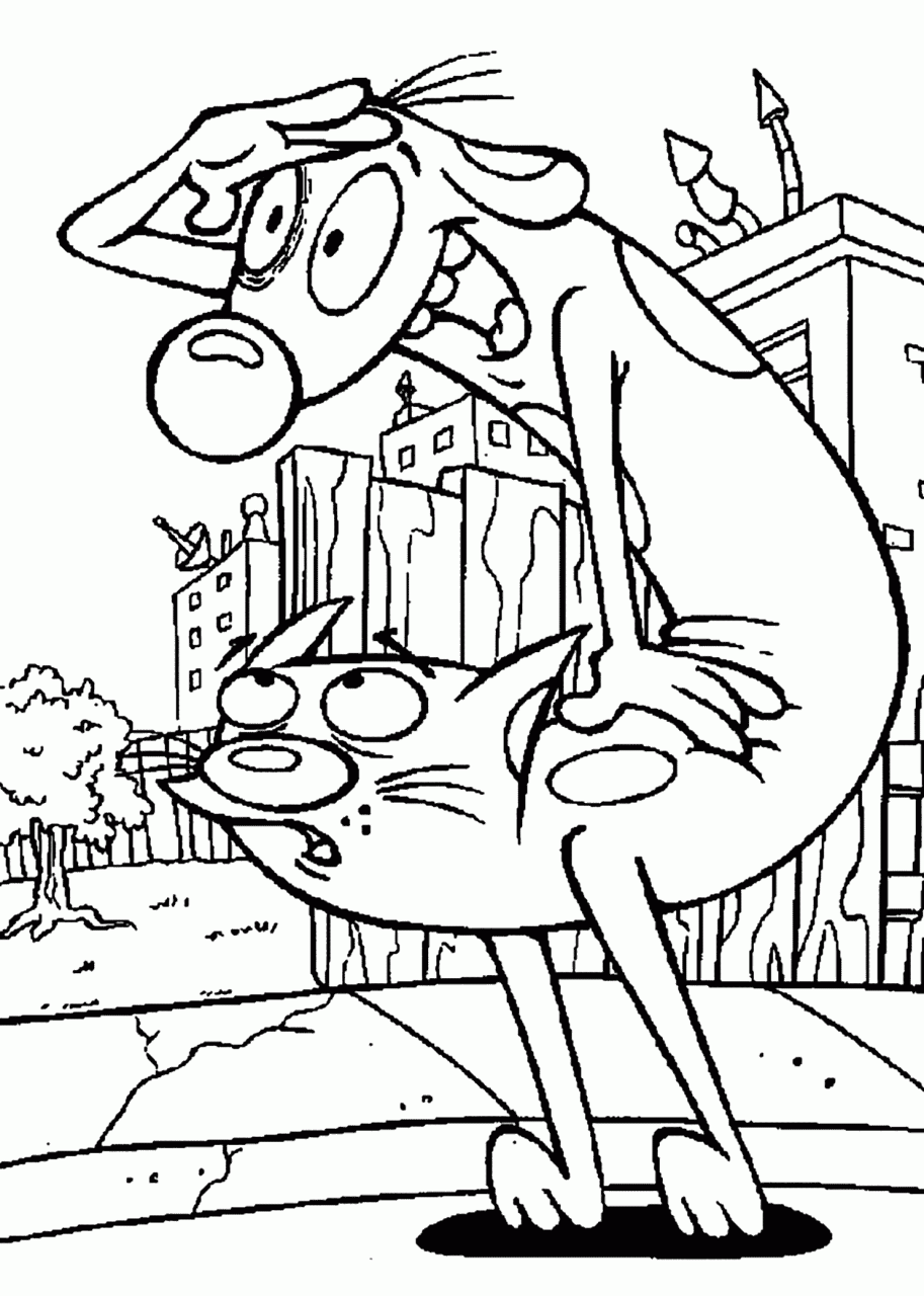 Catdog cartoon coloring pages for kids, printable free Nickelodeon