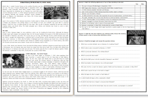 A Brief History Of World War II Reading Comprehension Worksheet