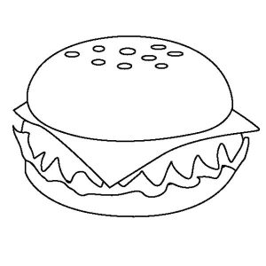Appetizing Cheeseburger Junk Food Coloring Page Download & Print