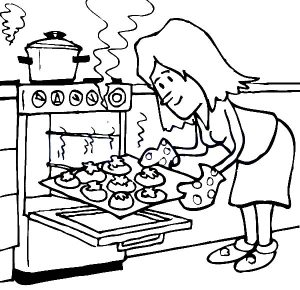 Baking Cookies in the Oven Coloring Pages Baking Cookies in the Oven