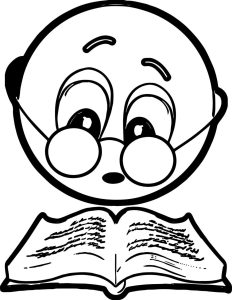 Bookish Emoticon Circle Face Reading Book Coloring Page
