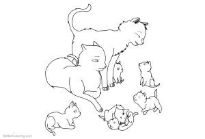 Cat Coloring Pages Family Outlined by rjtheawsome11 Free Printable