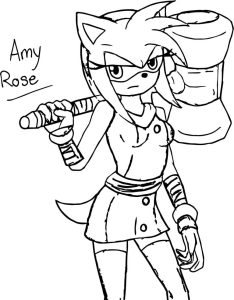Combative Amy Rose Coloring Page