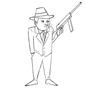 Easy Gangster Coloring Page