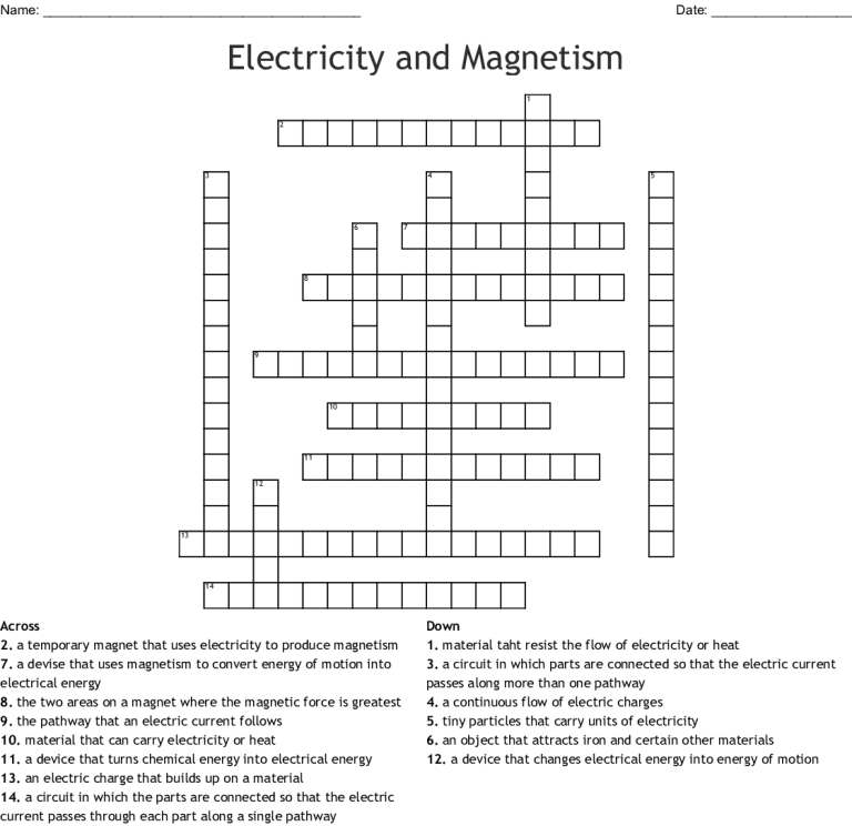 Magnetism Worksheet Answer Key
