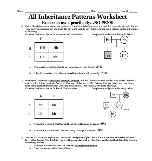 Complex Inheritance Patterns Worksheet Answer Key