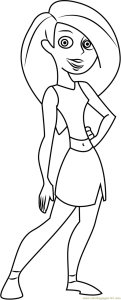 Kim Possible in MHS Cheer Uniform Coloring Page for Kids Free Kim
