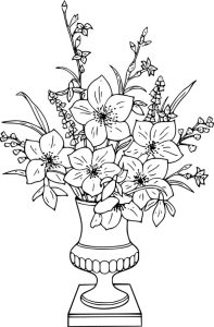 Lily Flower Bouquet in Vase Coloring Page Color Luna