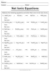 Honors Chemistry Writing And Balancing Equations Worksheet Answers