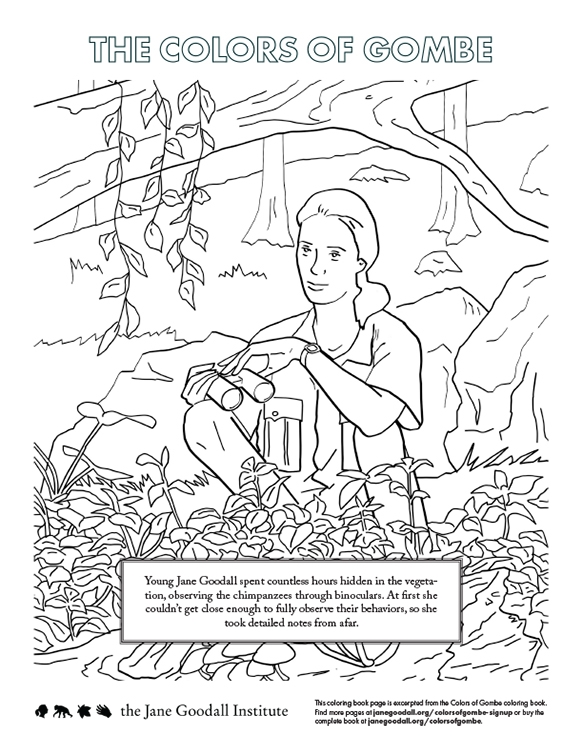 Jane Goodall Coloring Page