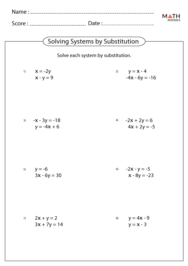 Solving Systems Of Equations Worksheet Answer Key Pdf