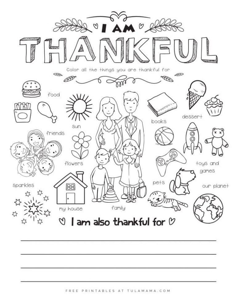 I Am Thankful For Coloring Pages
