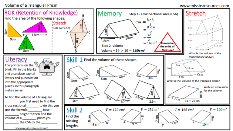 Volume Of Triangular Prism Worksheet Answer Key