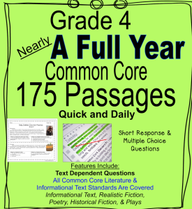 Common Core Reading Comprehension 4th Grade Emanuel Hill's Reading