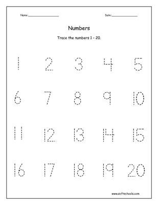 Printable Number Tracing Worksheets 1-20 Pdf
