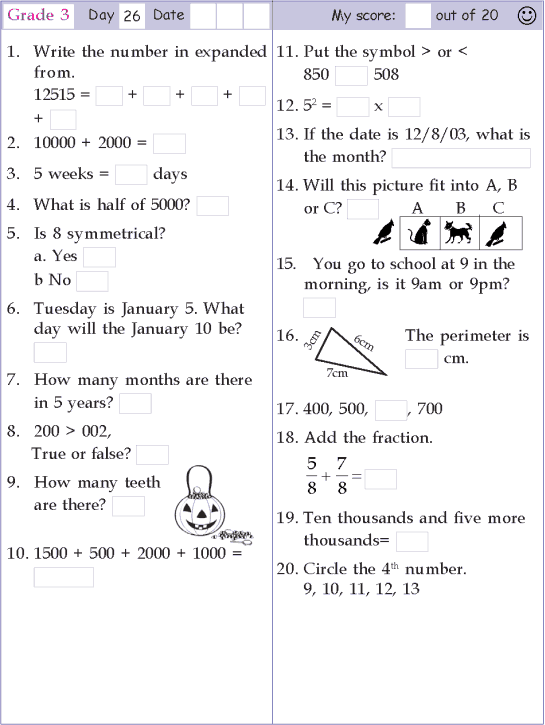 Mental Math Division Worksheets Grade 3