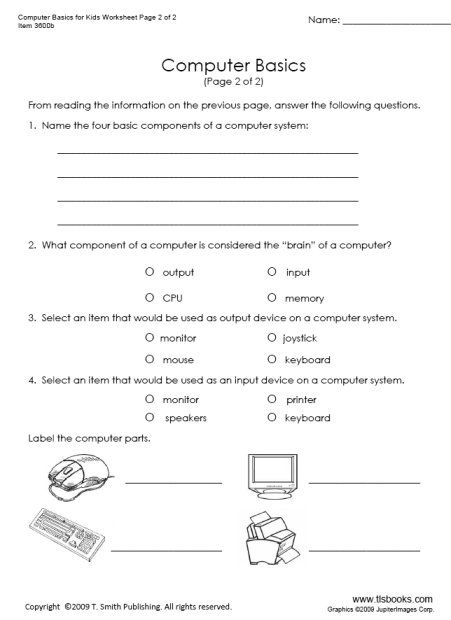 Printable Computer Worksheets For Grade 1