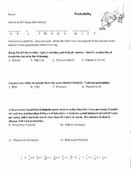 Basic Probability Worksheets Pdf