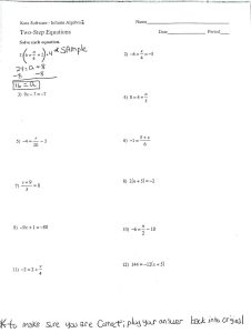 Solving One Step Equations Worksheet —