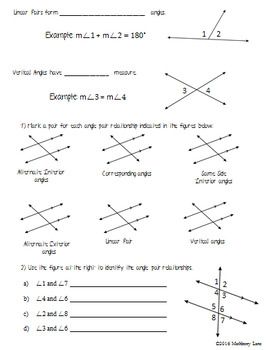 Geometry Angle Pair Relationships Worksheet Answers