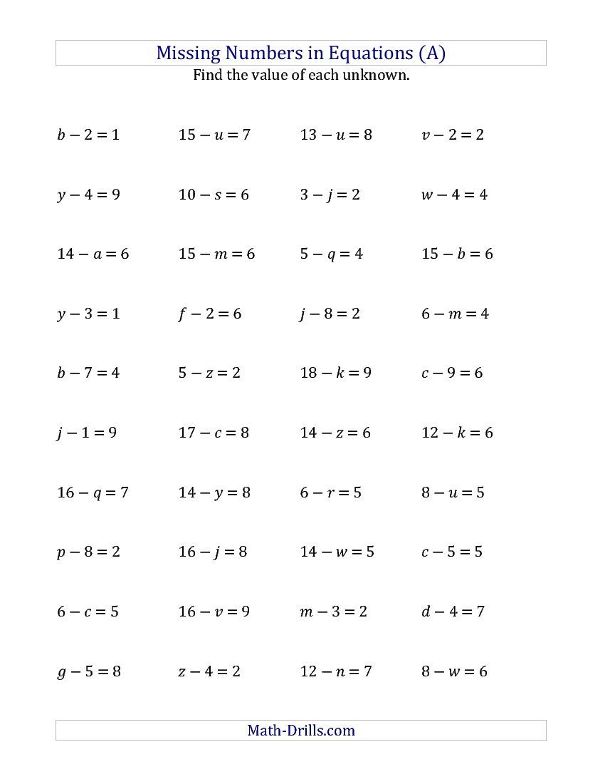 Algebra 1 Solving For A Variable Worksheet
