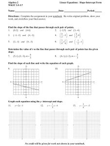 Algebra 2 Wkst 3.53.7 Linear Equations in SlopeIntercept Form