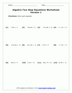 48+ Solving One And Two Step Equations Worksheet Images Sutewo