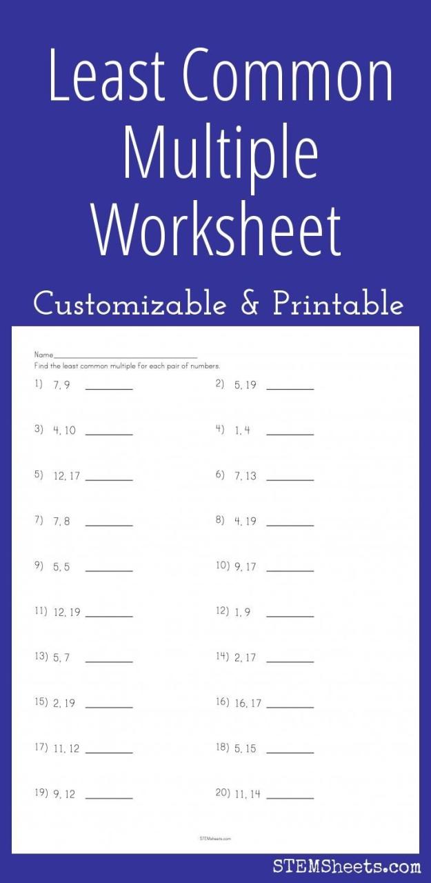 Common Multiples Worksheet Pdf