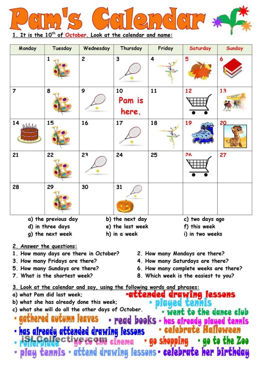 ️Esl Calendar Worksheets Free Download Qstion.co