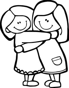 cool Best Friends Girl Mother Hug Coloring Page Friends hugging