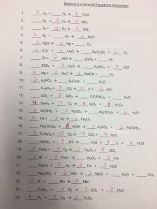 balancing chemical equations answers worksheet