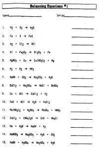 Balancing Chemical Equation Worksheet / 49 Balancing Chemical Equations