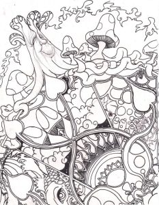 Alice In Wonderland Stoner Trippy Coloring Pages kidsworksheetfun