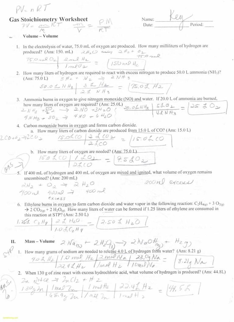 Stoichiometry Worksheet Balance The Equation