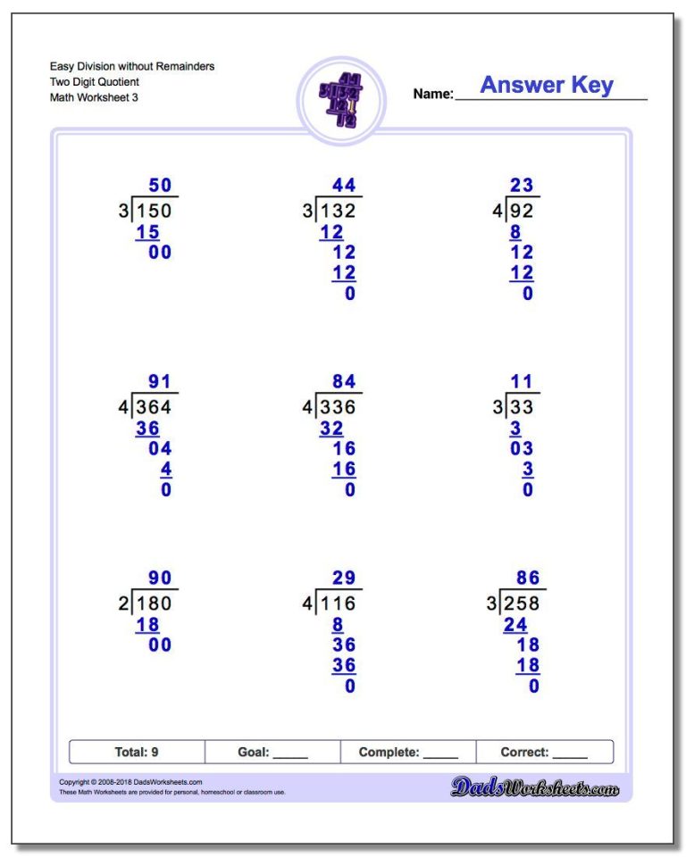 Long Division Practice Worksheets With Answers