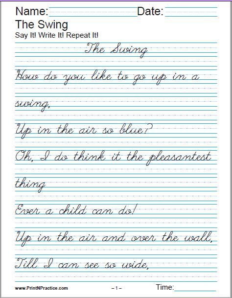 Handwriting Practice Sheets For Adults Pdf