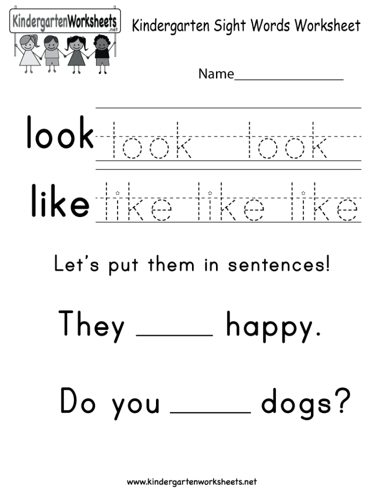 Free Printable Kindergarten Worksheet Kindergarten Reading Worksheets Sight Words