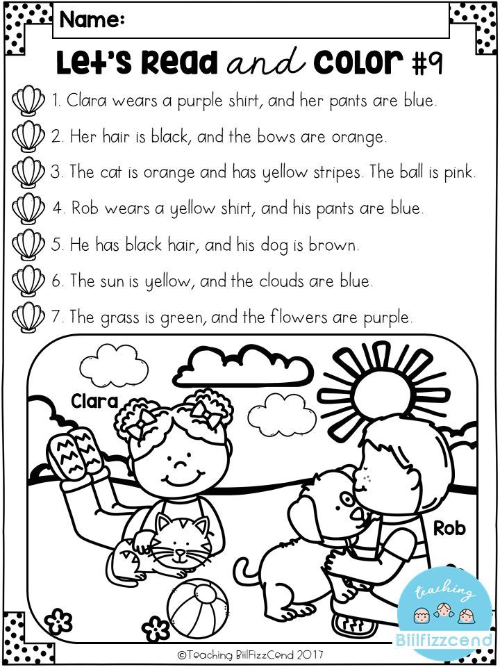 Reading And Coloring Worksheets