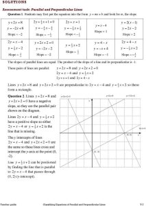 Parallel and Perpendicular Lines Worksheet Finding Equations Parallel