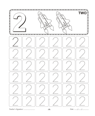 Printable Number 2 Practice Sheet