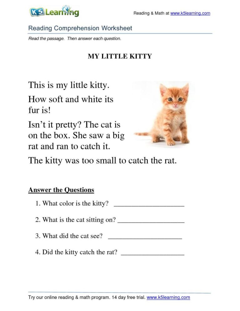 Little Worksheets Reading Comprehension